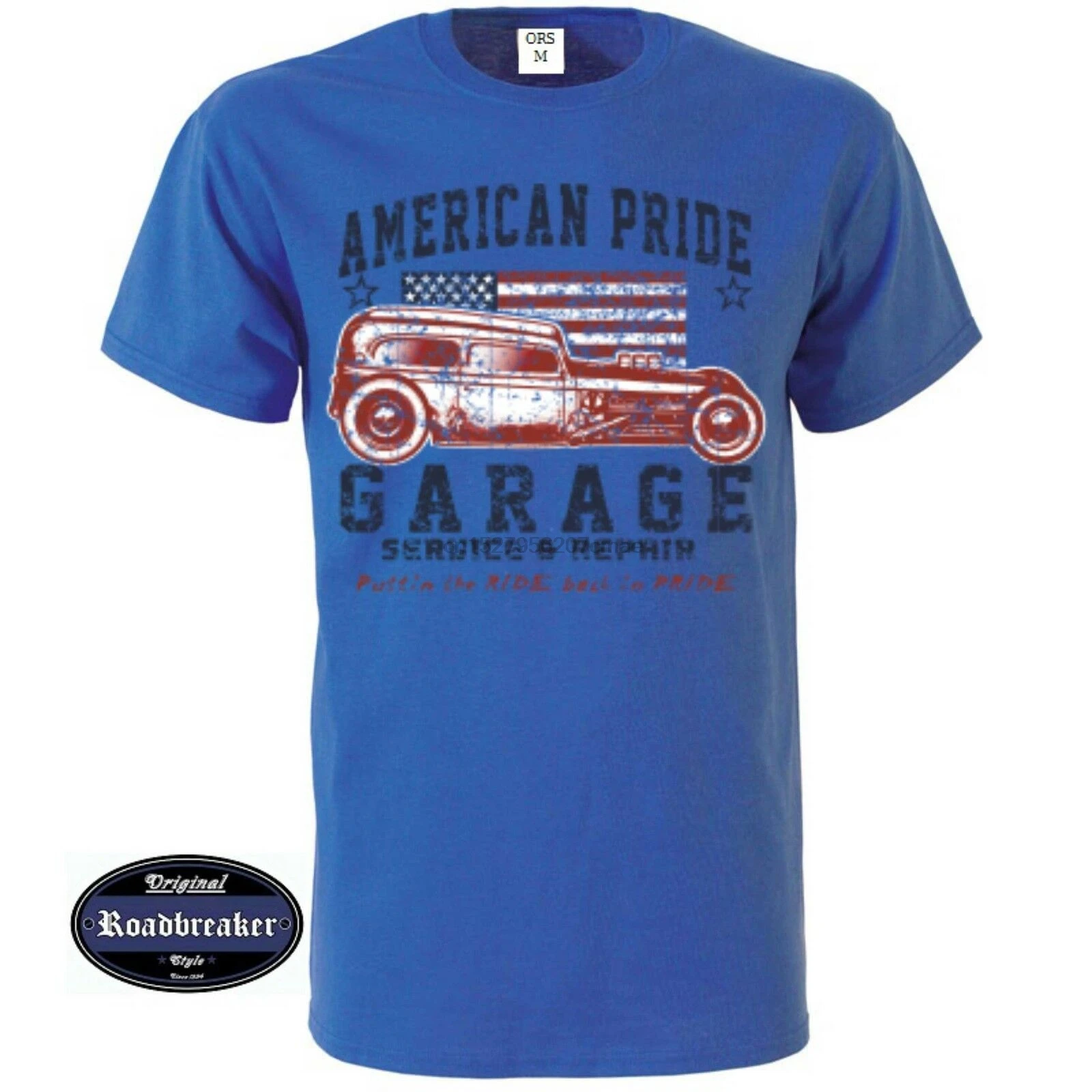 

Royal Blue Shirt Us Car V8 Hot Rod &Amp' 50 Stylemotiv Model American Pride