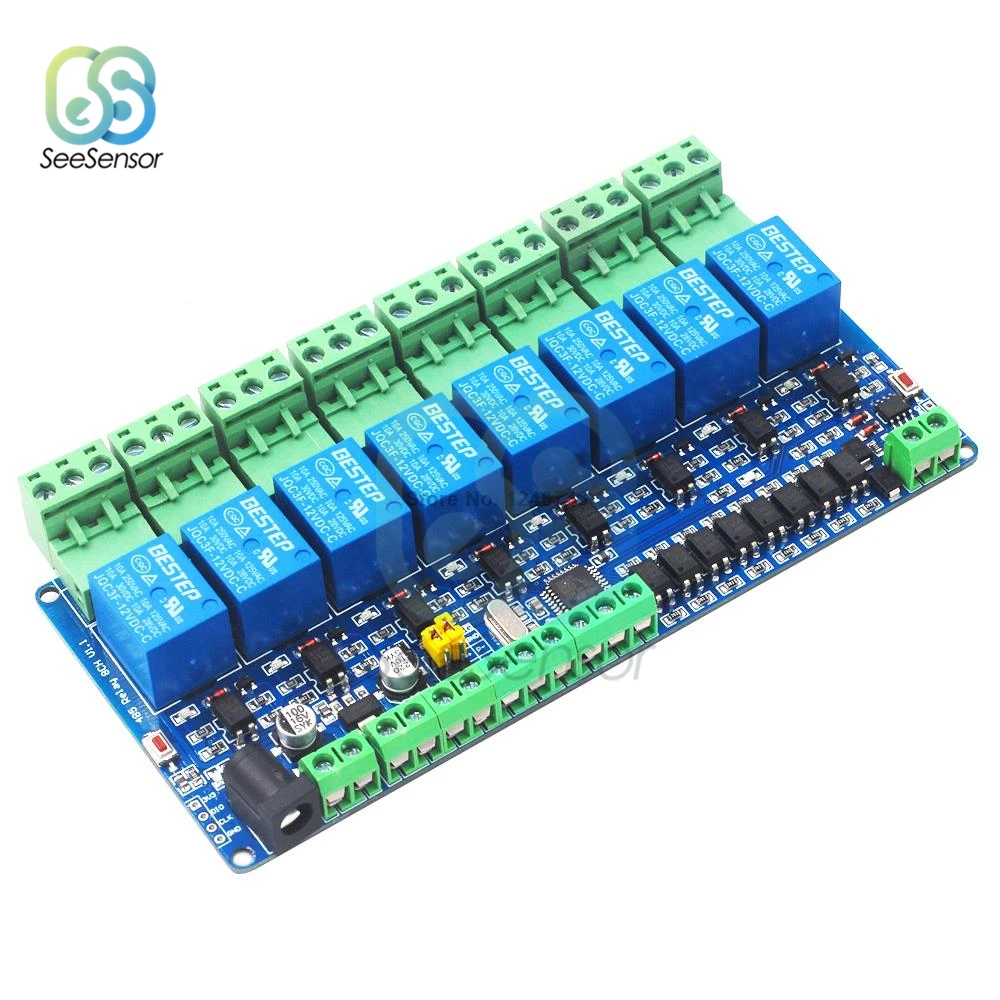 Modbus-Rtu 8-канальный сетевой видеорегистратор 12V релейный модуль коммутатора Вход/Выход RS485/ttl Связь Интерфейс 8-канальный видеорегистратор реле
