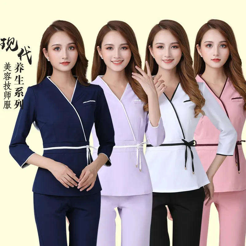 

New autumn winter beautician work clothes women's beauty salon set fashion temperament high-end