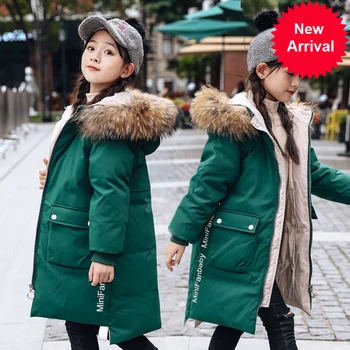

Jacket Winter Kid Girl Clothing Russian Winter Girls Thick 5 -12 Years Down Colored Nature Fur Coat Children's Clothes