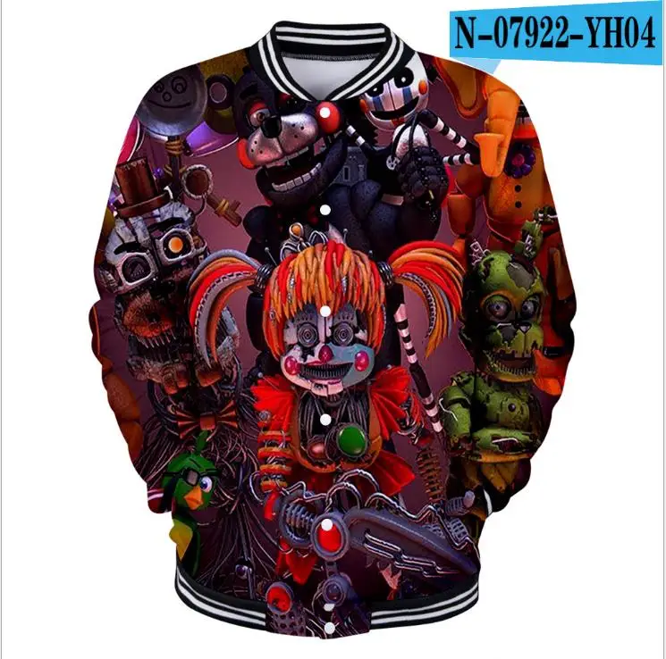 Бейсбольные куртки с 3D принтом Five Nights at Freddy модные повседневные куртки для детей/женщин/мужчин Лидер продаж года, модная уличная одежда - Цвет: color at picture