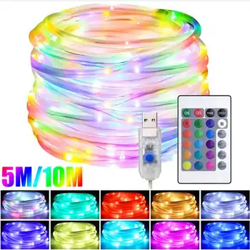 

10M 100 LED Outdoor Lamps 50/100 LEDs Rope Tube String Lights Fairy Holiday Christmas PartyGarden Waterproof Light Strip
