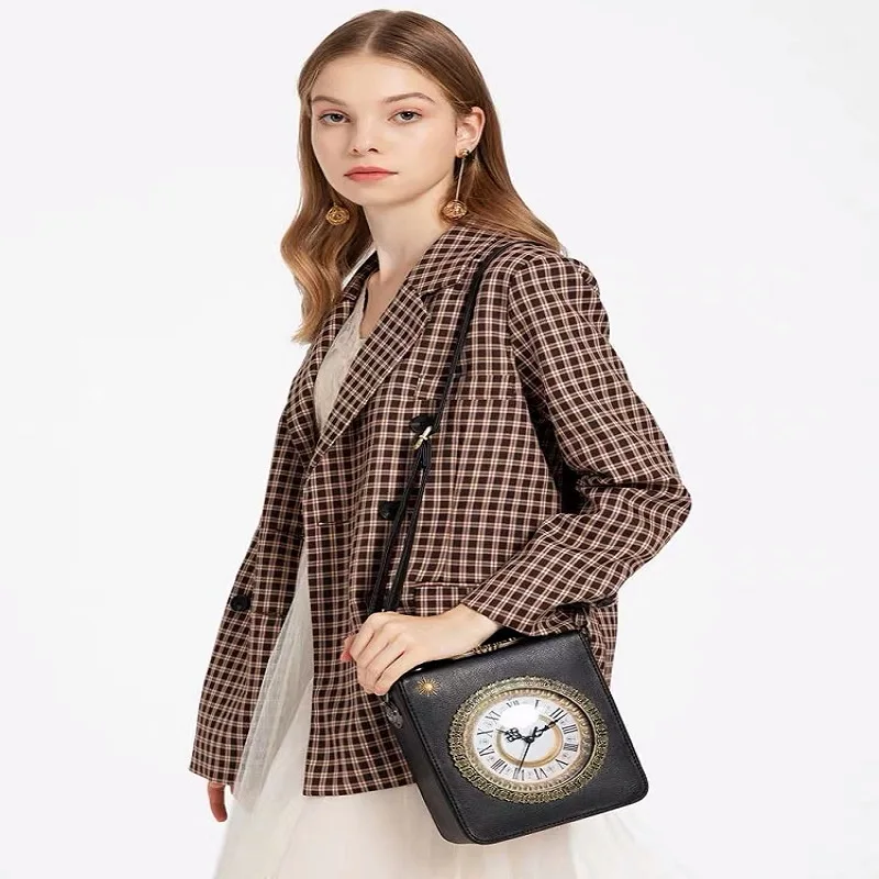 Cena 2019 nowe spersonalizowane zabawa moda zegar kształt skórzana torba panie torba na ramię luksusowe projektant znanych marek Party sprzęgła torebka