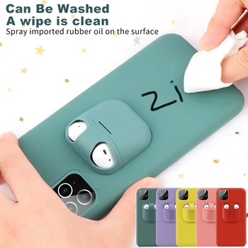 

2019 Liquid Rubber Case for iPhone 11/11 Pro/11 Pro Max 2 in 1 Wireless Headset Set Protection Phone Case Cover for AirPods 1/2