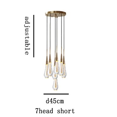 Современный дизайнерский роскошный подвесной светильник с золотым покрытием для кухни, Холла отеля, скандинавского стиля, подвесной светильник для спальни, художественный подвесной светильник, светильник ing - Цвет корпуса: 7head  short