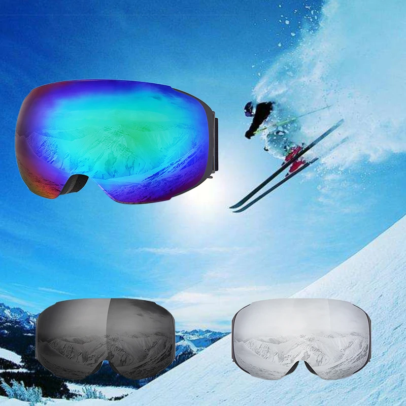 

Magnetic Snowboard Goggles Ski Eyewear Dual Spherical Lens Anti-fog UV400 Protection Unisex Men Women Snowboarding Glasses Mask