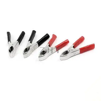 

2 Pair Silver Plated Insulated Car Battery Clips Alligator Clamps 50A Red Black