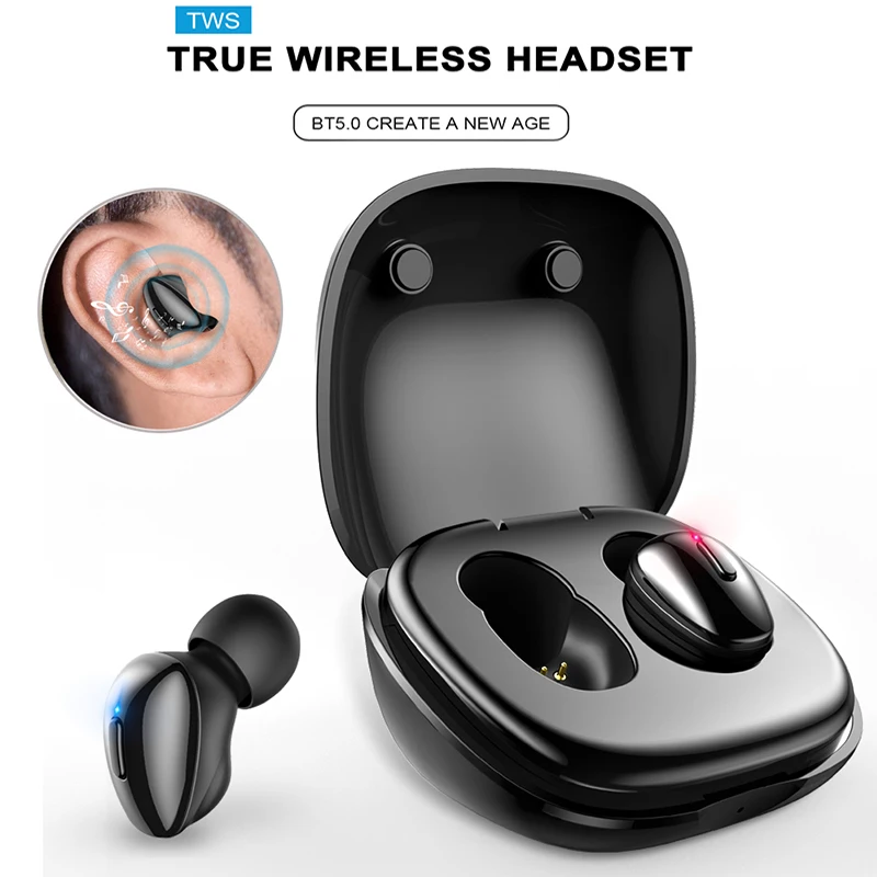 TWS True Wireless Earphone BT 5.0 Bluetooth Headphones for Phone Sports Stereo Mini Earbuds Headset With Mic Solid Bass Earphone