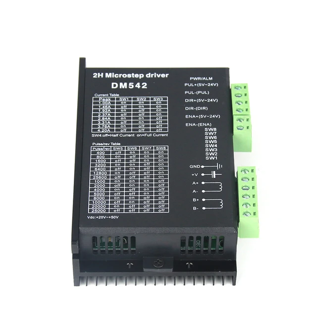 FTVOGUE Schrittmotortreiber DM542 – 2-phasig, 4,2A, 18-48VDC, Für NEMA 57/86 Motoren, 32-Bit DSP