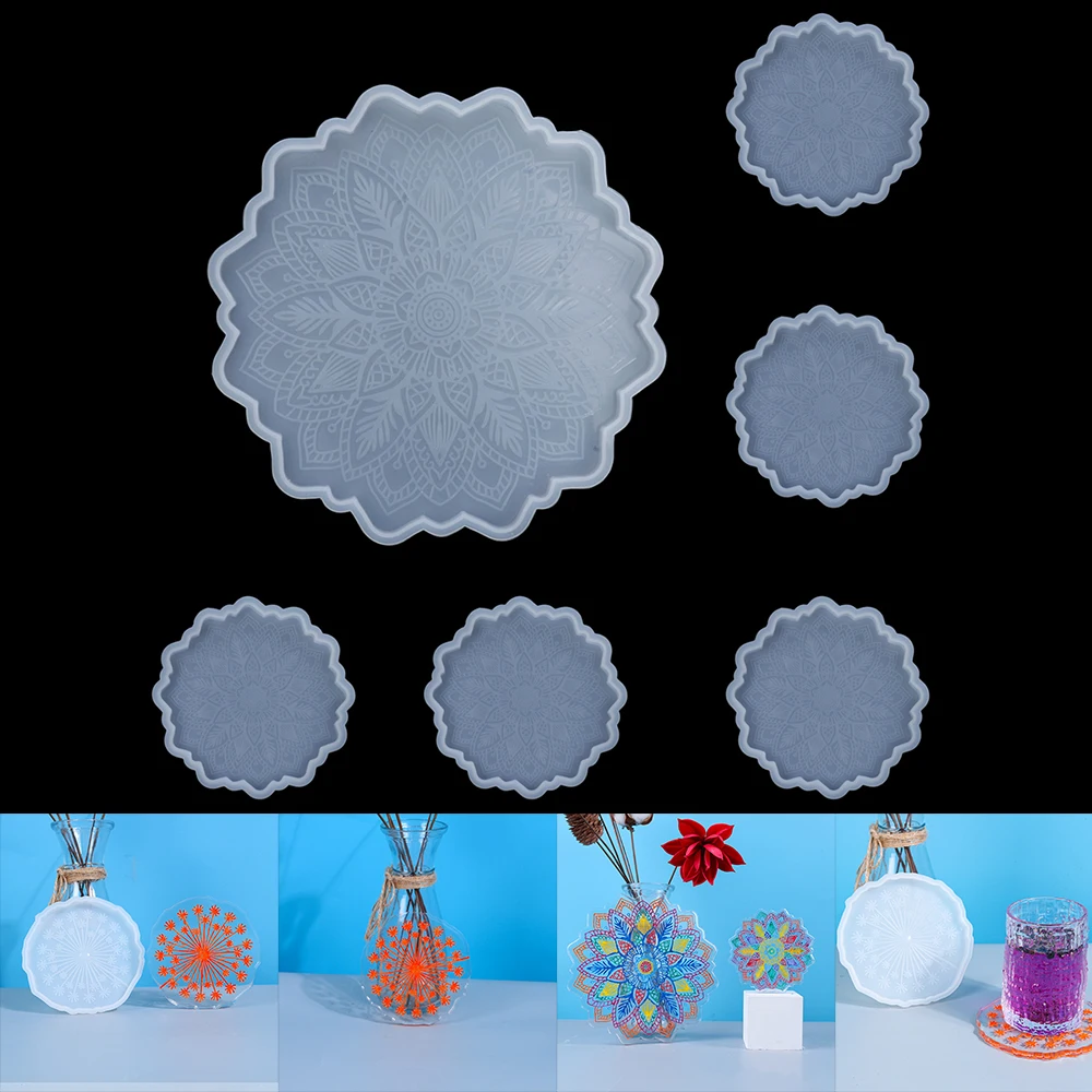 

1 Набор Подсолнух горки силиконовые формы поднос для стаканчиков с цветами подставки для бокалов вина эпоксидная смола, форма для поделок с...