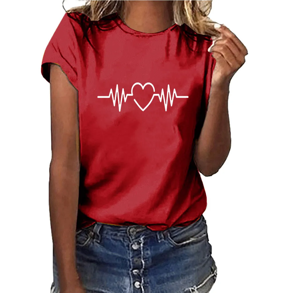 

Hillbilly Summer Love Heart Pringting T Shirt for Women Fashion Casual Couple T Shirt Femme Harajuku Streetwear Graphic Tees