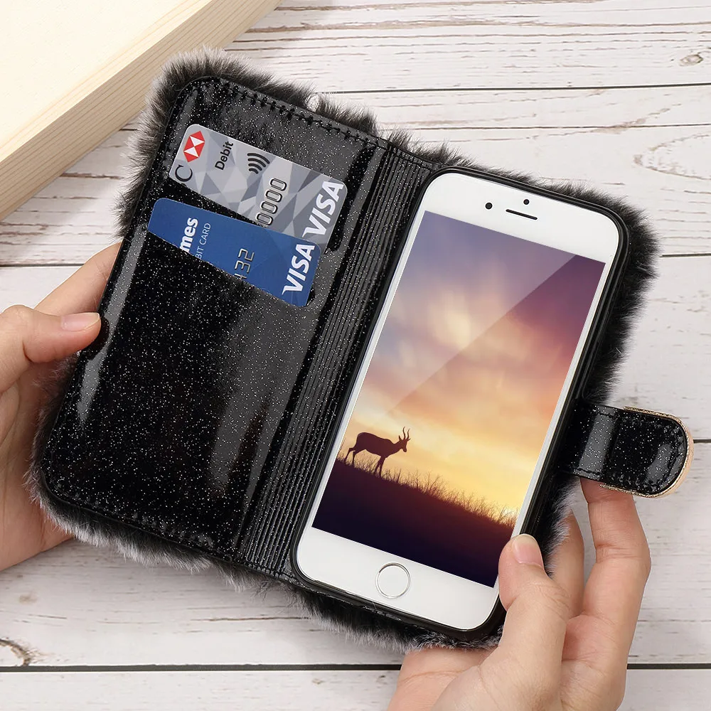 LLZ.COQUE пушистый кожаный чехол-кошелек для телефона Iphone 11 Pro Xr XS MAX X XS чехол для Iphone 6 6S 7 8 PLUS 5 5S SE Capas Fundas