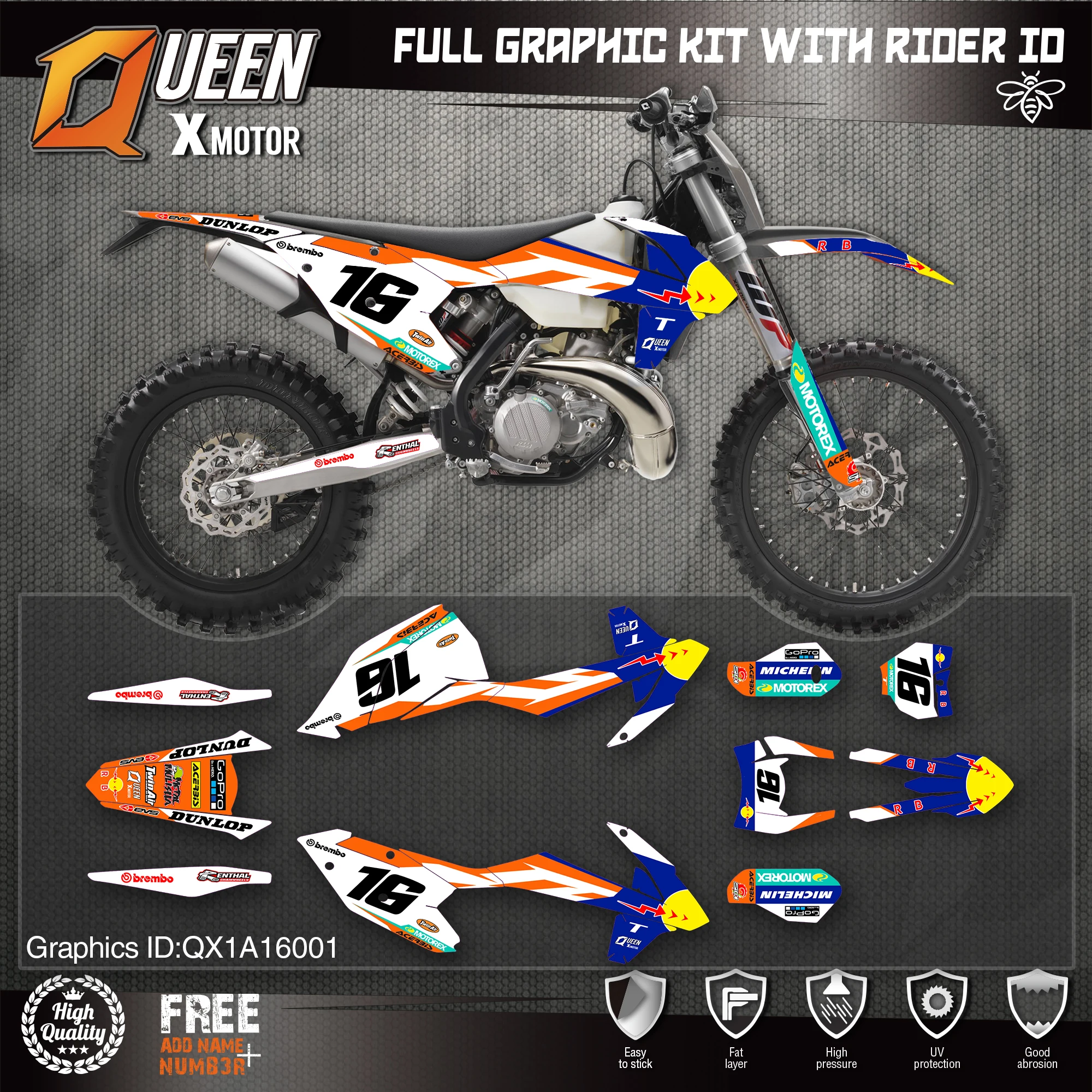 Графические наклейки QUEEN X MOTOR Custom Team Набор наклеек 3M для KTM 2016 2017 2018 SX SXF 2019 EXC XC W