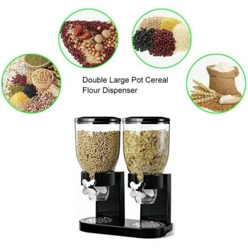 

2 Tube Airtight Dry Food Dispensers Cereal Grain Oatmeal Container Distributor for Household Kitchen Easy Supplies