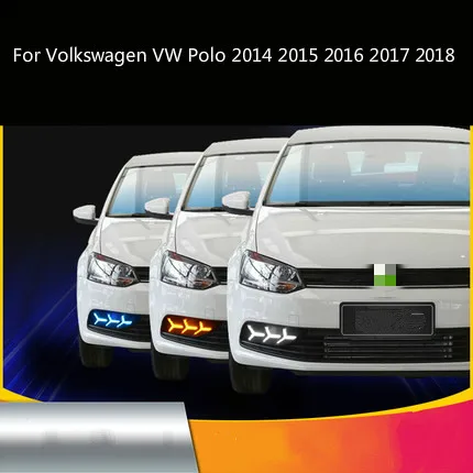 

LED For Volkswagen VW Polo 2014 2015 2016 2017 2018 Driving Dynamic Streamer Flow Fog light Daytime Running Lights DRL