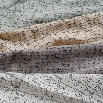 

2020 New Kitten Printed Fabric Cotton Wash Fabric Class A Baby Children 's Pajamas Dress Fabric