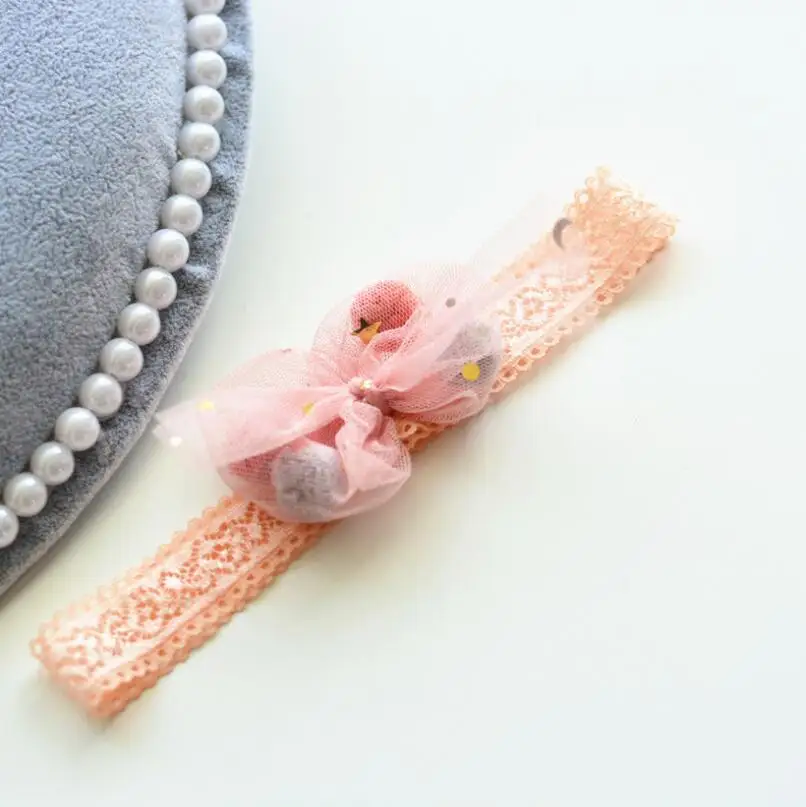 Веселый S Брендовая детская одежда для девочек аксессуары для волос 8 см шифоновая волос банты, повязки на голову Широкая мягкая звезды короны цветка эластичный повязка для волос