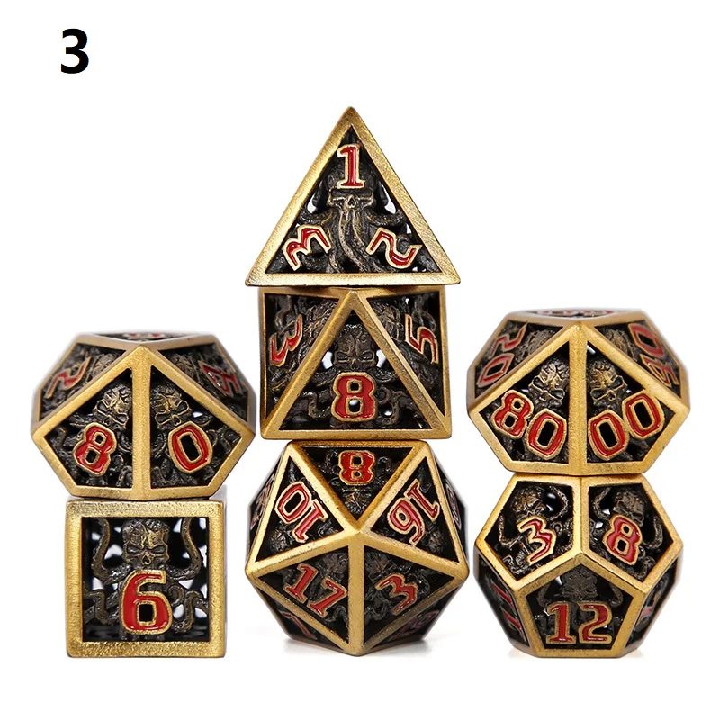 

New Metal Hollow DND Dice Set D20 Dados Rol Polyhedral RPG Dice Playing Dobbelstenen Dobbel Game Dice