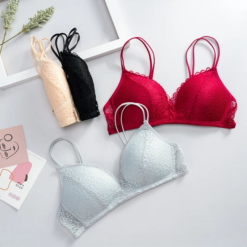 low back bra Women Bra Sexy Lace Bralette Floral Wireless Bra Female Underwear A B Cup Lingerie Soft Solid Color Fashion Brassiere seamless bra