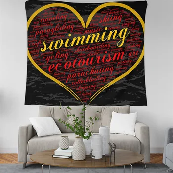 

Flying Butterfly Tapestry European Style Home Decor Wall Hanging Cloth Colorful 3D Printing Word LOVE Tapestrys Yoga Mat