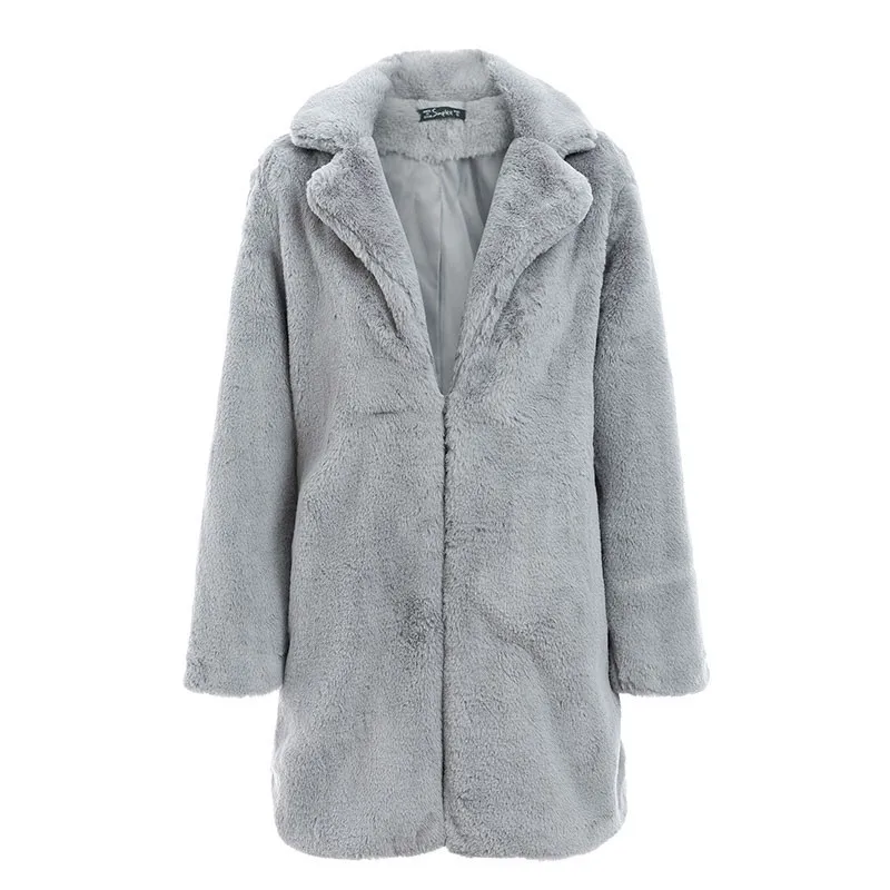 Кожаное меховое теплое Свободное пальто женское пальто Черная плюшевая куртка пальто из искусственного меха размера плюс шуба из искусственного меха Teddybear - Цвет: gray