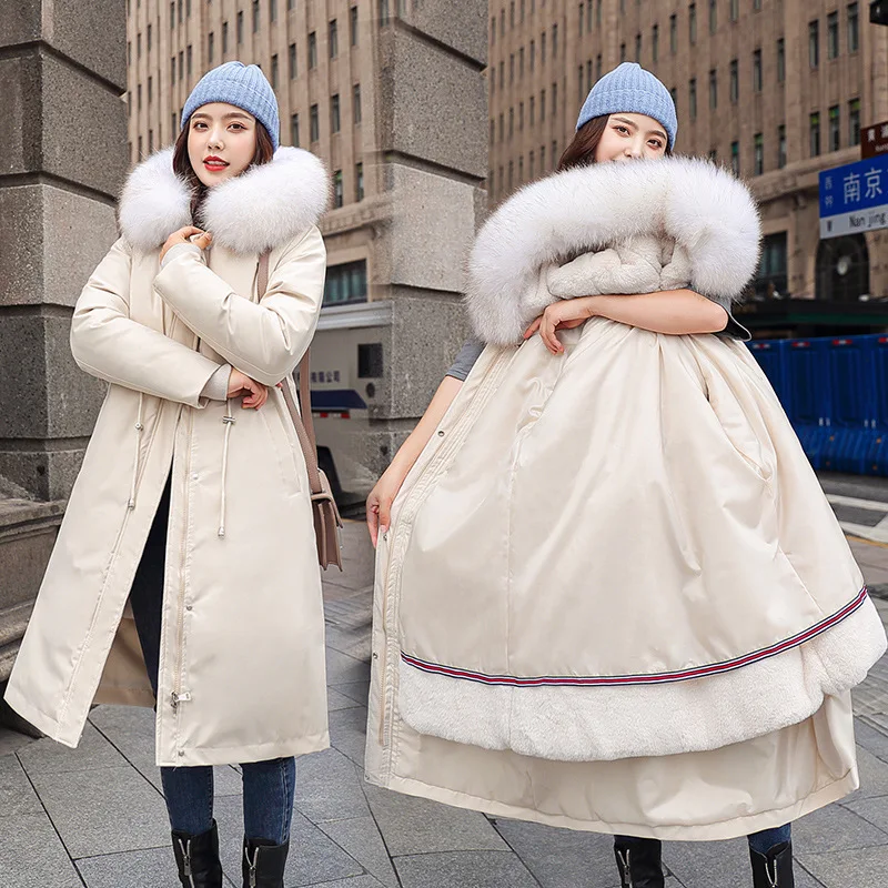 

Ms. X-Long Parka 2020 Winter New Korean Version of the Thickened Loose and Plus-sized Women's Quilted Cotton Coat