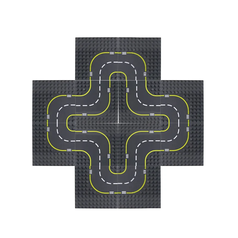 A8 City Road Street Duploed Baseplate Combo 19,1*19,1 см прямая изогнутая строительные блоки большая частица Базовая пластина для конструктора для детей подарок - Цвет: A8