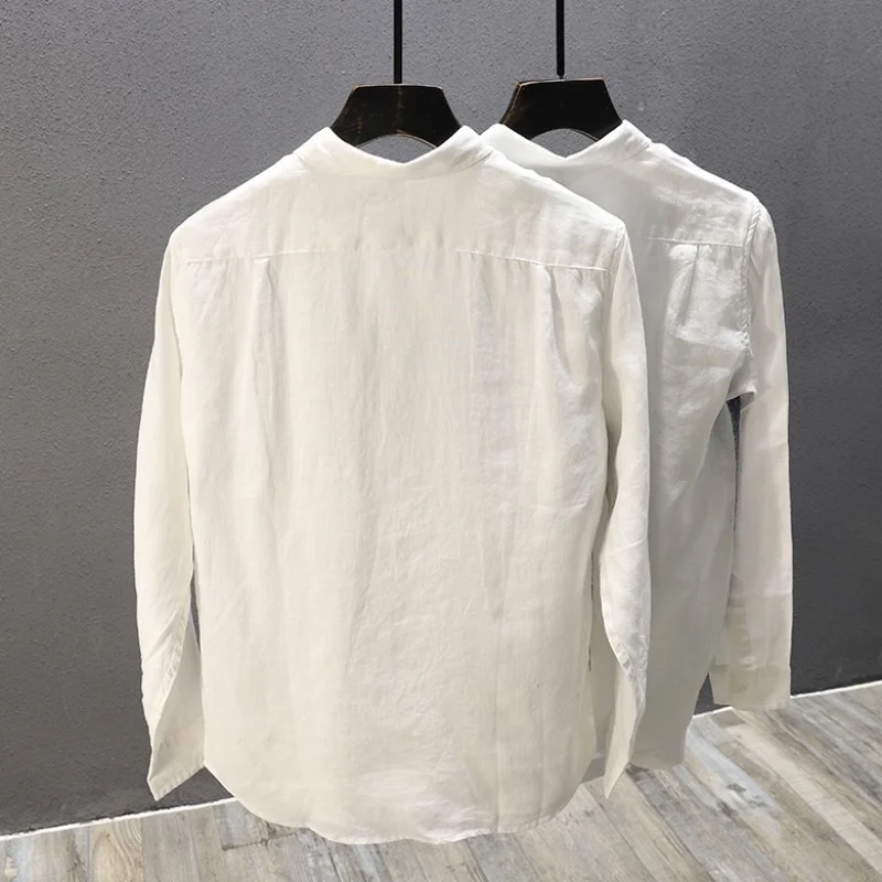 

Рубашка Мужская льняная с длинным рукавом, Повседневная блуза с цветочным принтом, свободного покроя, гавайская пляжная сорочка, в стиле Харадзюку, весна-лето