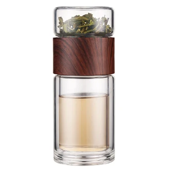 

1pc 300ML Double Layers Tea Water Separation Cup High Temperature Resistant Portable Male And Female Tea Filter Tea Cup