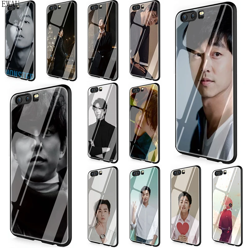 EWAU Gong Yoo Прекрасный чехол из закаленного стекла для телефона для huawei P10 P20 P30 mate 20 Lite pro P Smart Y6 Y9 Honor 8X9 10
