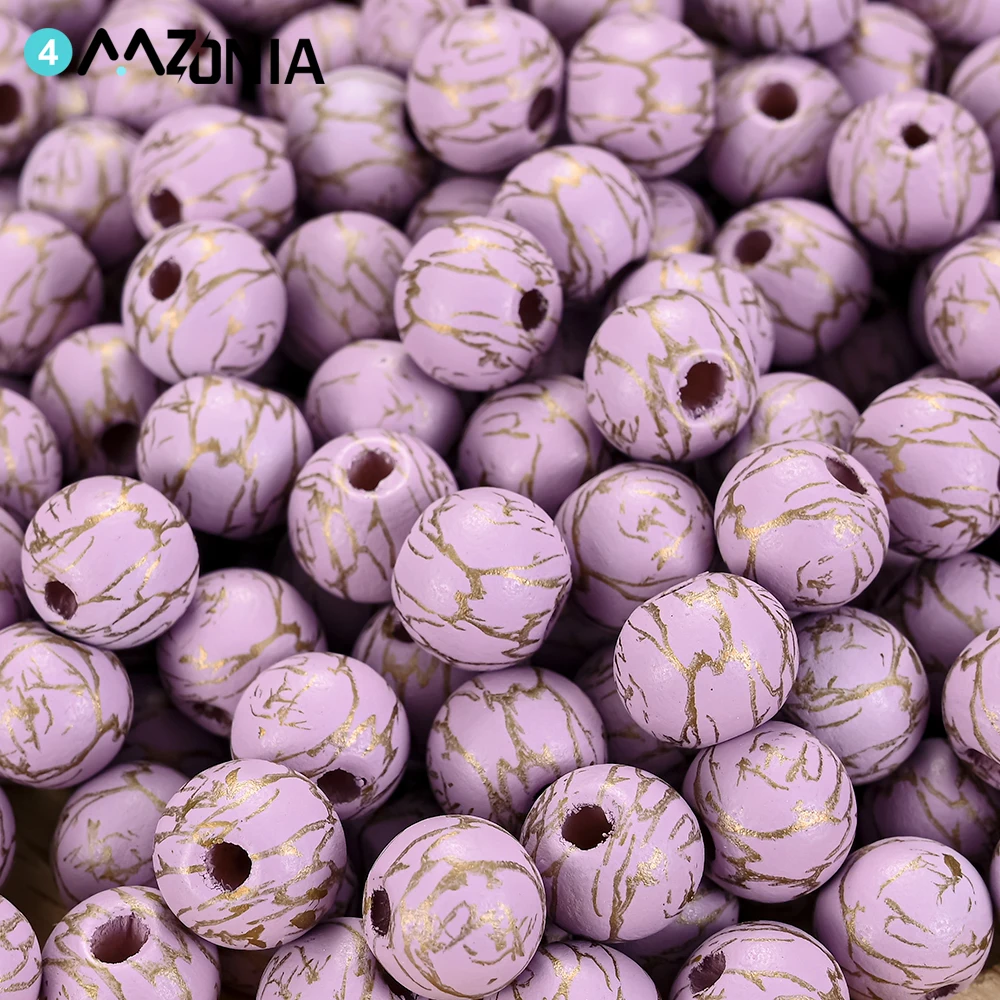 Leopard Pattern Natural Wood Beads - 10mm Dyed Spacer Beads for DIY Jewelry and Bracelet Accessories