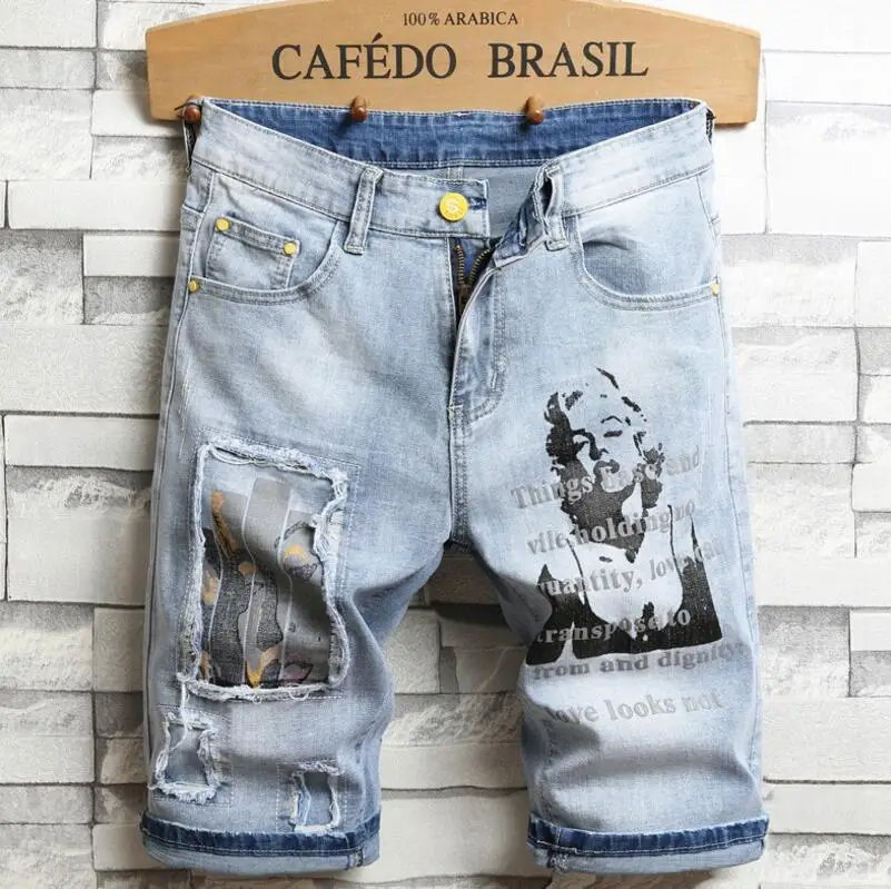 Men Denim Shorts Jeans New Summer Light Blue Shorts Jeans Men Denim Shorts Jeans New Summer Light Blue Shorts Jeans