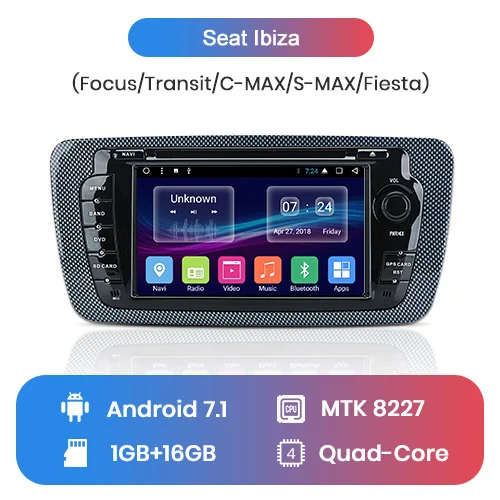 Junsun Android 7,1 Автомобильный DVD Радио для сиденья Ibiza 6j 2009 2010 2012 2013 gps навигация 2 Din экран Радио Аудио мультимедийный плеер - Цвет: Android7 No Camera