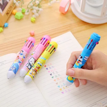 

4pcs Ten in One Colors Cute Cartoon Stationery Princess Hello Kitty Mouse Ballpoint Pen Office School Supplies Pens Random Color