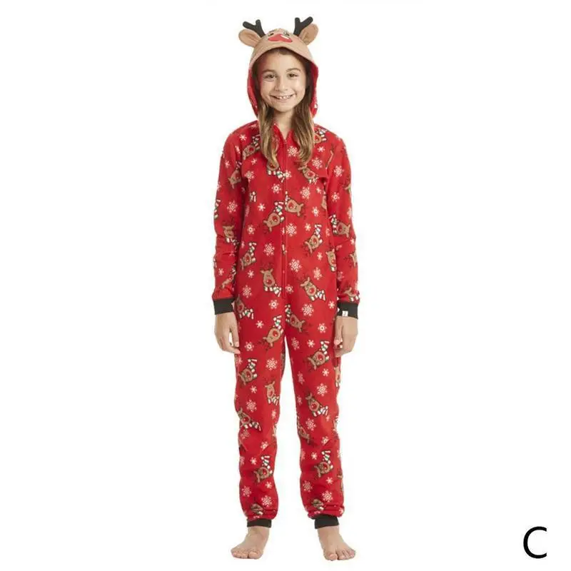Модный Рождественский комбинезон с капюшоном для родителей и детей; Рождественский комбинезон с принтом - Цвет: Kid 5T