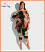 Autumn Tie Dye Galaxy Printed Women's Set Zipper Up Turn-down Neck Crop Top Pencil Pants Suit Sporty Two Piece Sets Tracksuits