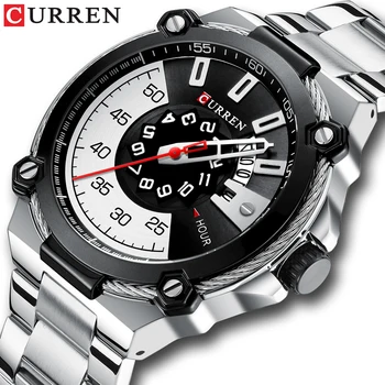 

Relogio Masculino Stainless Steel Men's Quartz Wristwatch CURREN Silver and Black Watches Band Fashion Men Clock Male Style