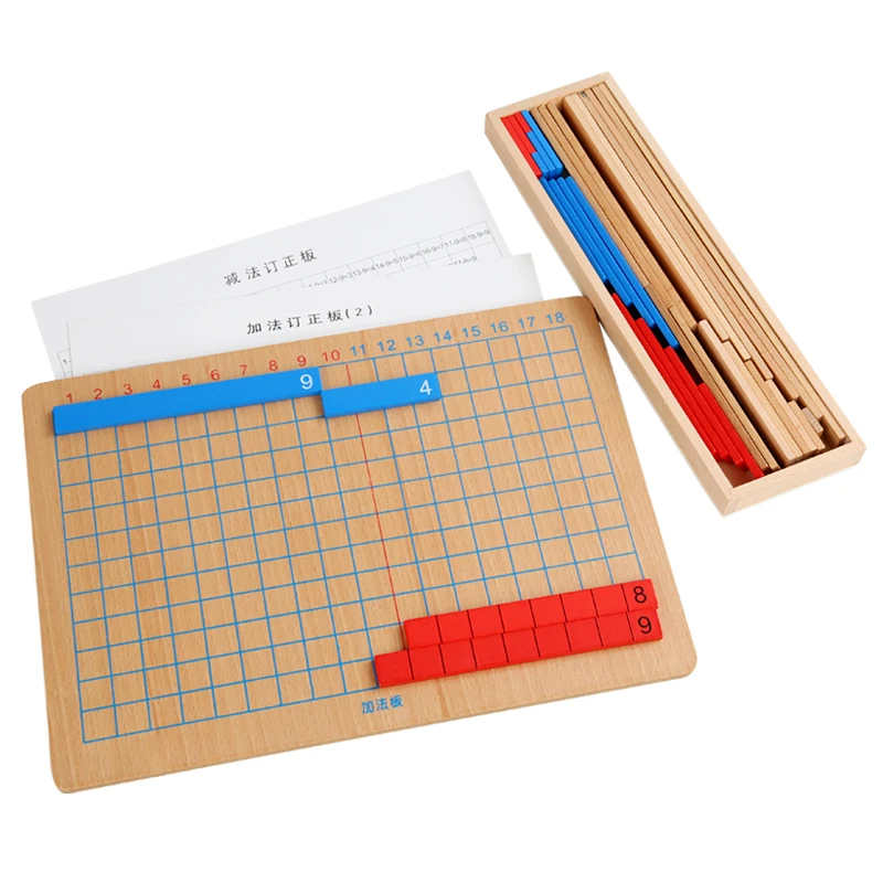 Kids Montessori Materials Wooden Math Toy Subtraction Strip Board with Manual Card Toys for Early Childhood Education Preschool 2