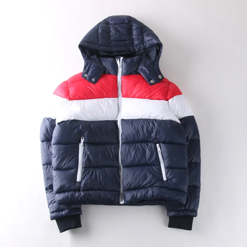 

Cc106 2018 Autumn New Style BF Style Contrast Color Joint Three-Color Short Cotton-padded Clothes Thick down Coat
