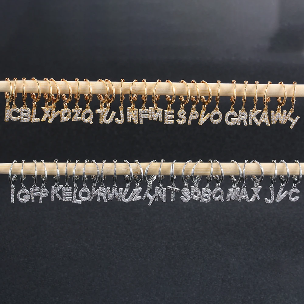 Серьги подвески для девочек 1 шт. сережки серебристого и золотого цвета с буквами