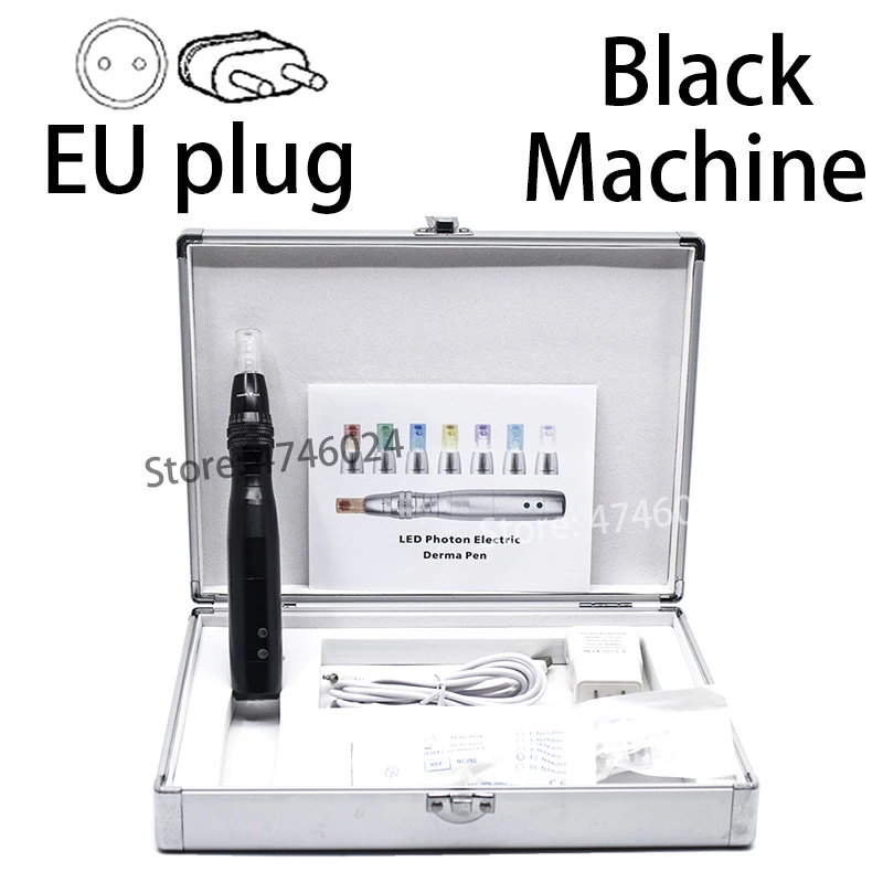 EU Black Machine 2 7 цветов светодиодный светильник микроиглы ручка BB крем машина ручка для BB крем ампулы стартовый набор BB крем основа для красоты салон космети - Цвет: EU Black Machine 2