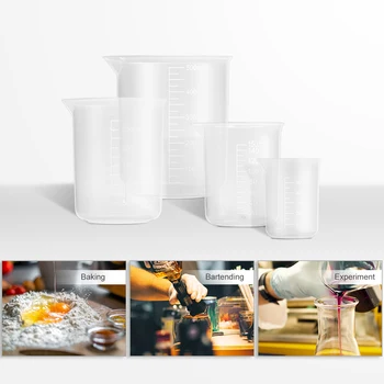 

NUOLUX 4pcs 50ml / 150ml / 250ml / 500ml Plastic Graduated Beakers (Transparent)