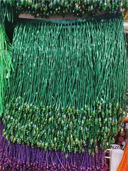 Стеклянные глянцевые прозрачные длинные бахрома бусины отделка для одежды бусины кисточка отделка для штор платье для вечеринки - Цвет: Зеленый
