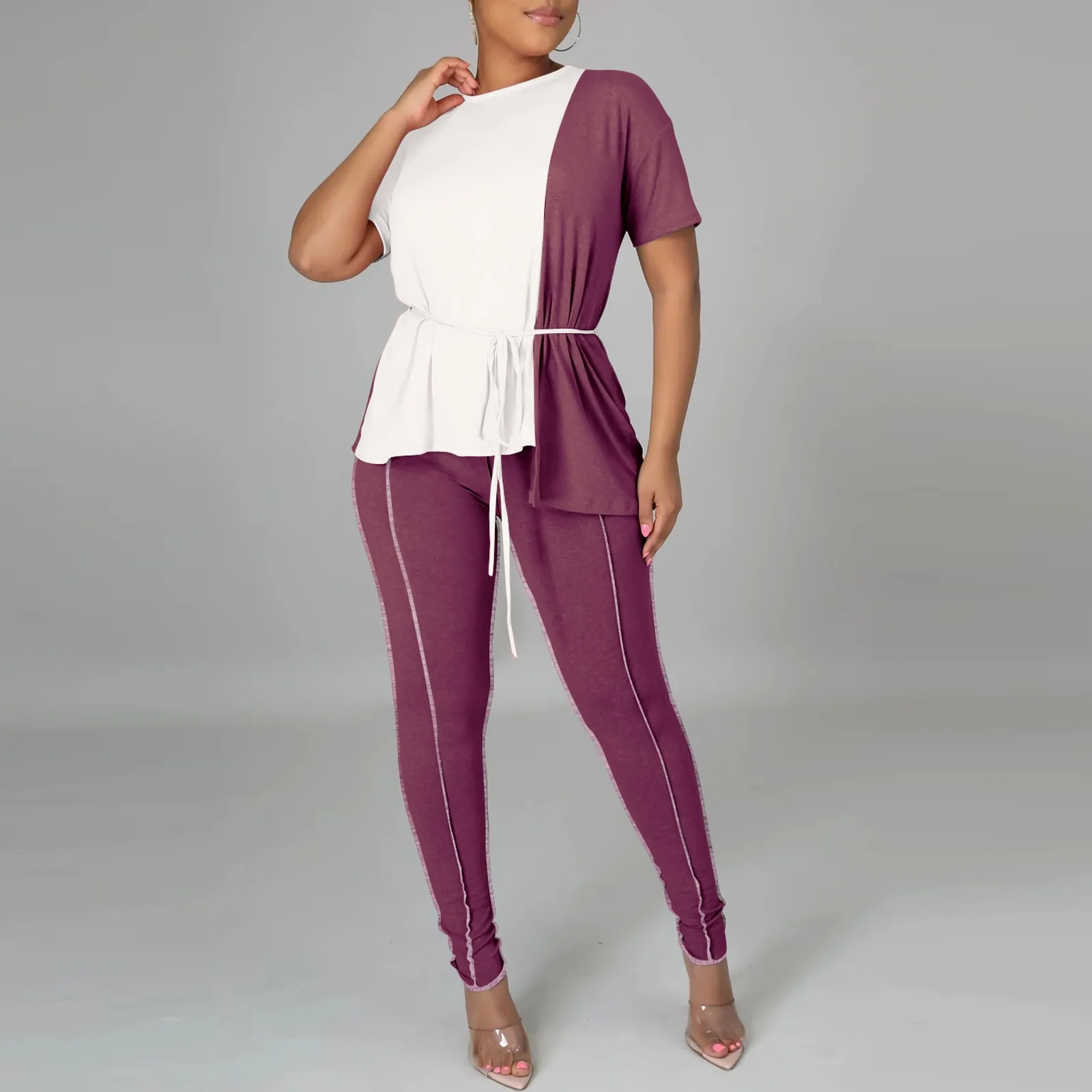 

Ladies Elegant Solid Color Suit Ladies Autumn And Winter Two-piece Suit Women's Short-sleeved Suit Tops Casual Wear Sportswear