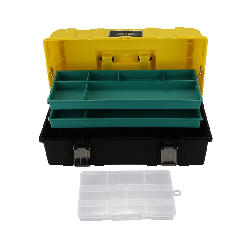 

3-Layer Folding Toolbox 17-Inch Multi-Function Plastic Case Home Repair Electrician Toolbox Car Toolbox Tool Storage Box