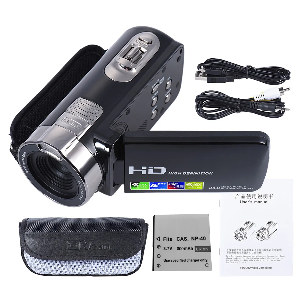 HDV-302P 3," экран 1080P Full HD Цифровая видеокамера 24MP 16X цифровой зум электронный анти-встряхивание мини-камера видеокамера