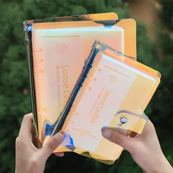 

A5 A6 Colorful Laser Notebook Cover PVC Binder Loose leaf Dot Blank Grid Line Diary Journ Planner Agenda Student School Supplies