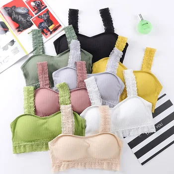

Women Crop Top Bra Seamless Tube Top Sports Bra Lingerie Removable Padded Wire Free Intimates