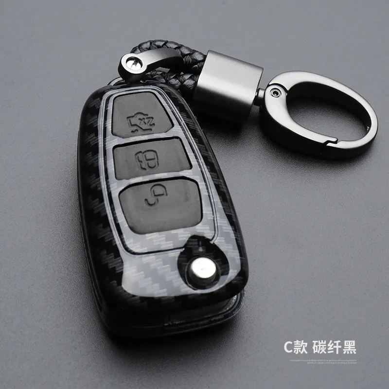 Carbon Fiber Car Styling Key Remote Fob Case Cover Keychain holder for Ford Fiesta Focus 3 4 MK3 MK4 Mondeo Ecosport Kuga Fo | Автомобили