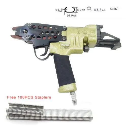 

Pneumatic Air C Ring Tool Nailer Hog Ring Plier Stapler Gun SC760B SC7C SC7E C Ring Gun for Wire Cage Fence Mattress Closure